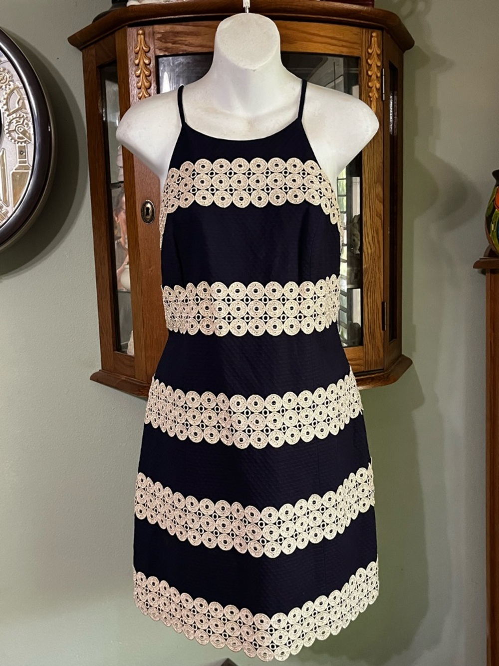 Lilly Pulitzer Navy And Gold Summer Stripes Dress Size 4